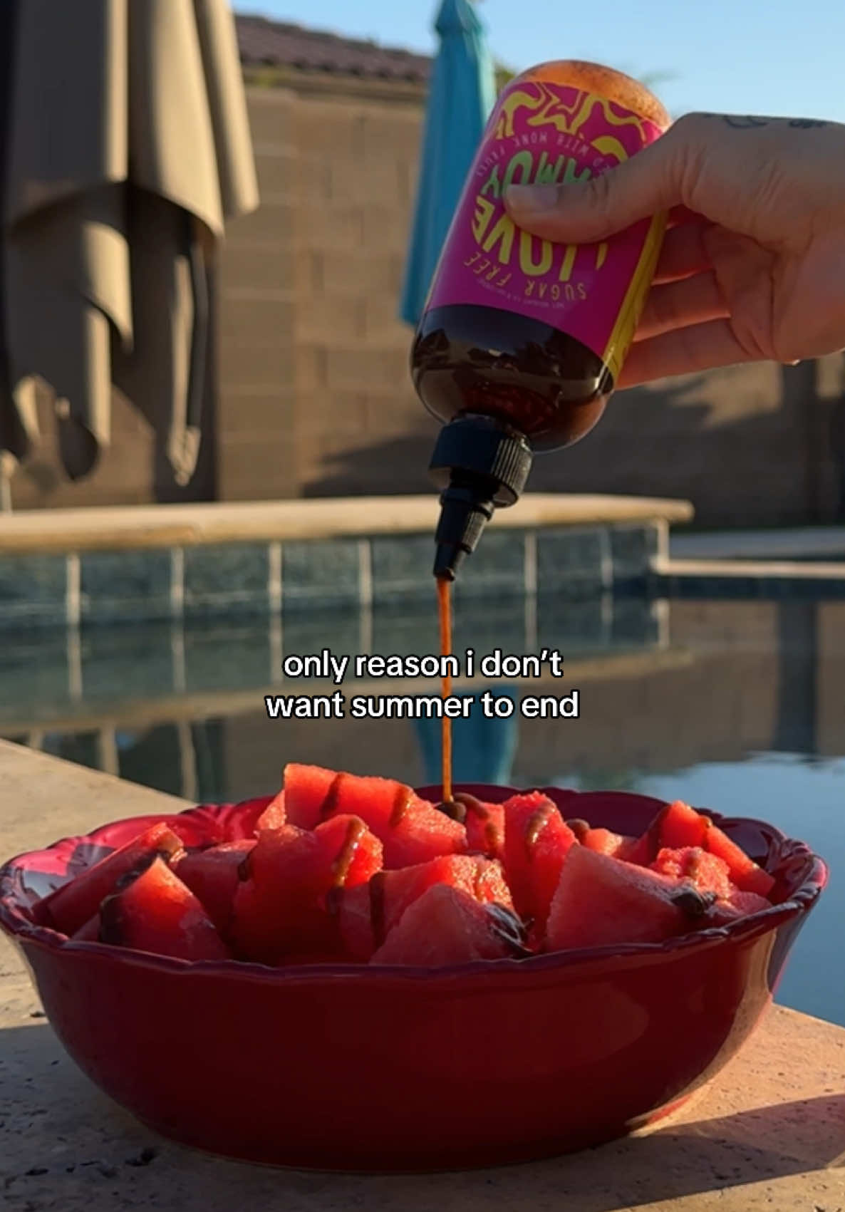 TikTok post by @lesley.wellnessera for I Love Chamoy. Caption reads: watermelon with chamoy & chilito = healthy snack....