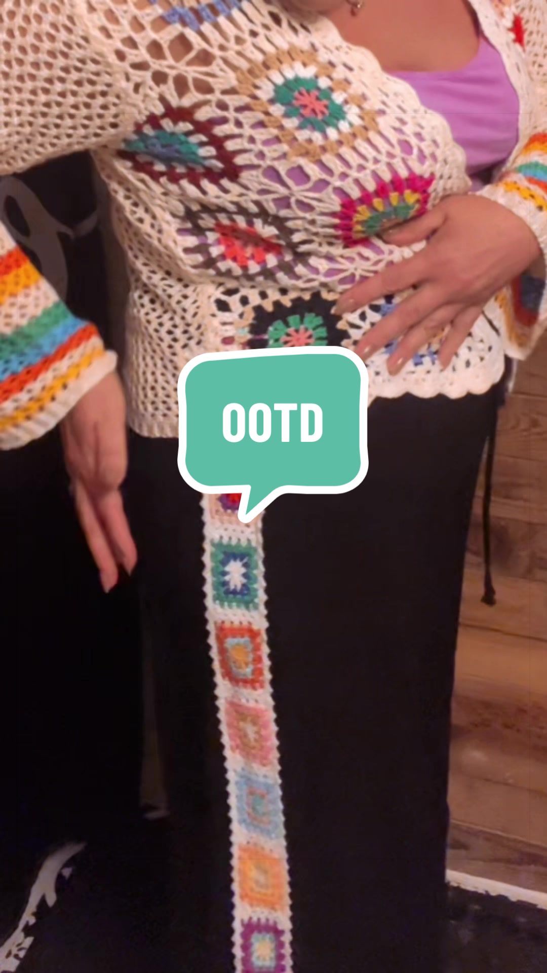 TikTok post by @itsmemorgannew for UEU. Caption reads: [...] crochet pattern is so cute! Pants are by....