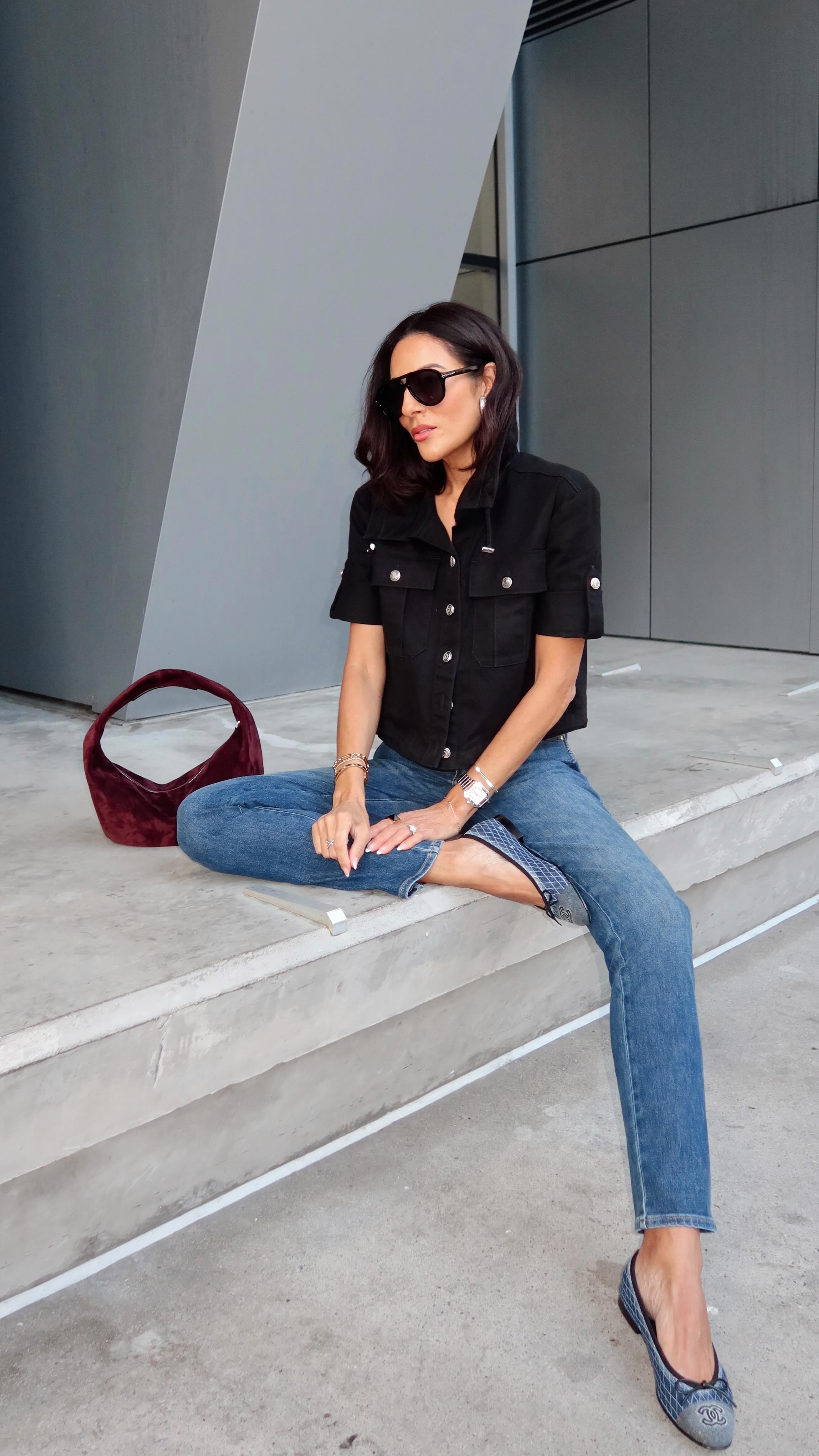 Instagram post by an influencer for White House Black Market. Caption reads: The 3 denim styles you need in your closet from....