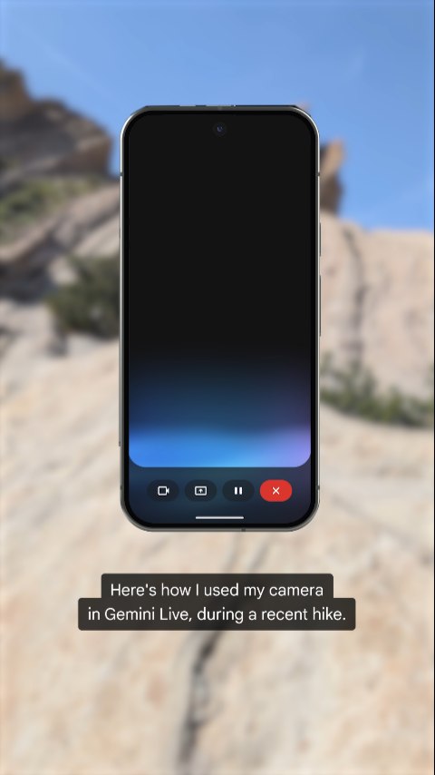 Instagram post by @googlegemini for Google Pixel. Caption reads: Gemini Live on Pixel just made trail exploring....