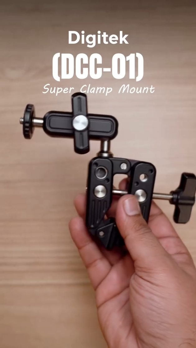 Instagram post by @punit_sabnani for Digitek. Caption reads: All New Digitek Camera Clamp DCC-01 — compact,....