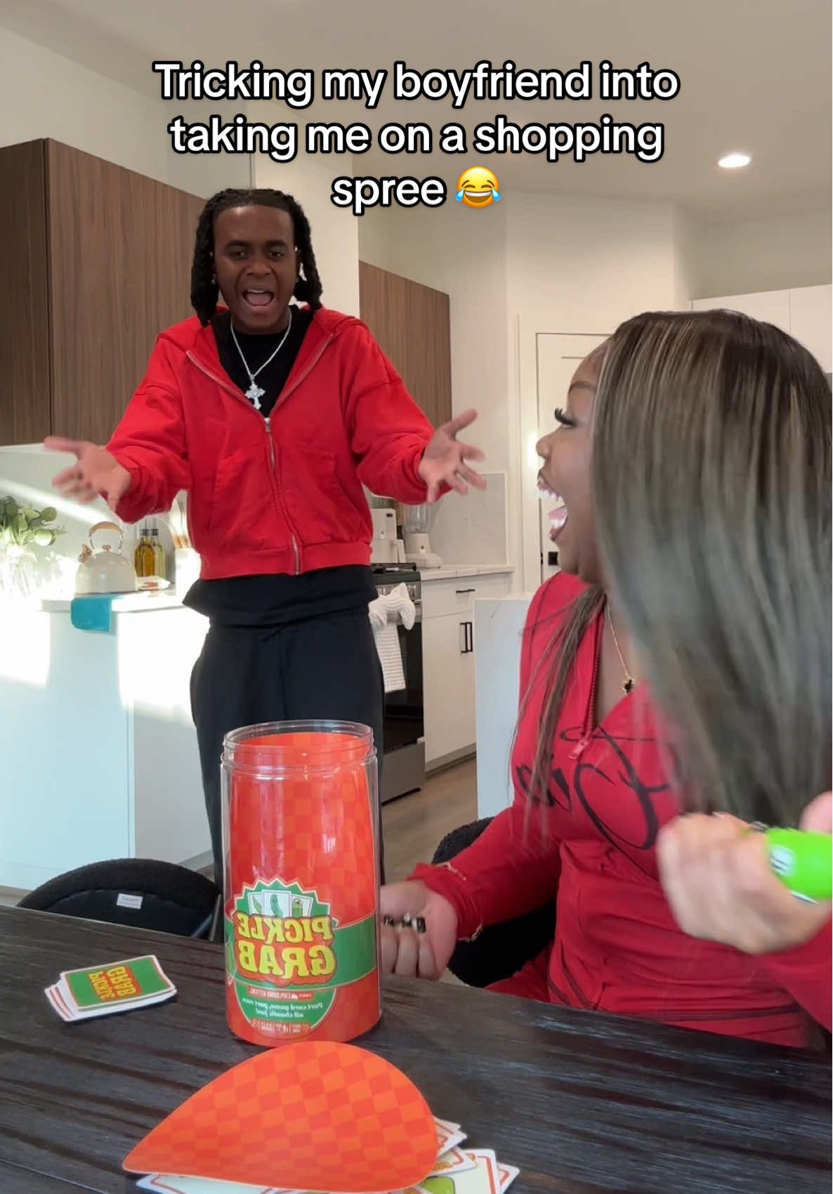 TikTok post by @dayandari for Exploding Kittens. Caption reads: #EKPartner Not him crashing out over a pickle....