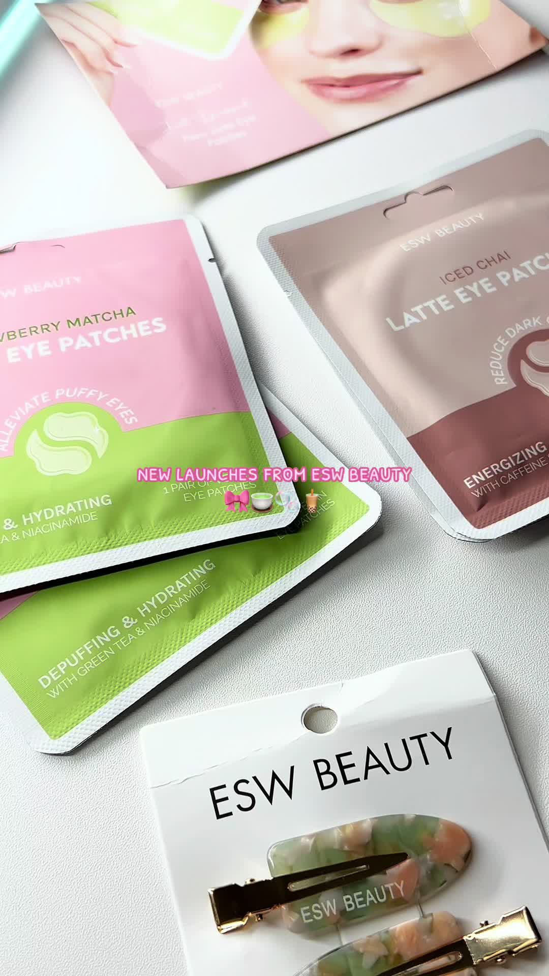 TikTok post by @lextingg for eswbeauty. Caption reads: [...] new launches from @esw.beauty 🍵💗....