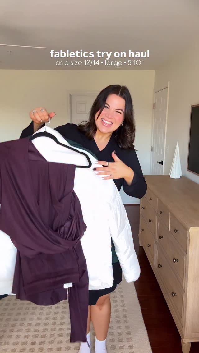 Instagram post by @kelly_elizabethxo for Fabletics. Caption reads: Midsize @fabletics try on haul! 💕 Which look is....