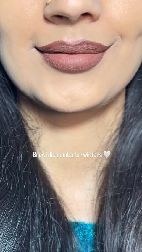 Instagram post by @tanvii_sthakur for Staze Beauty. Caption reads: Comment for the links ✨🤍 Brown lip combo for....