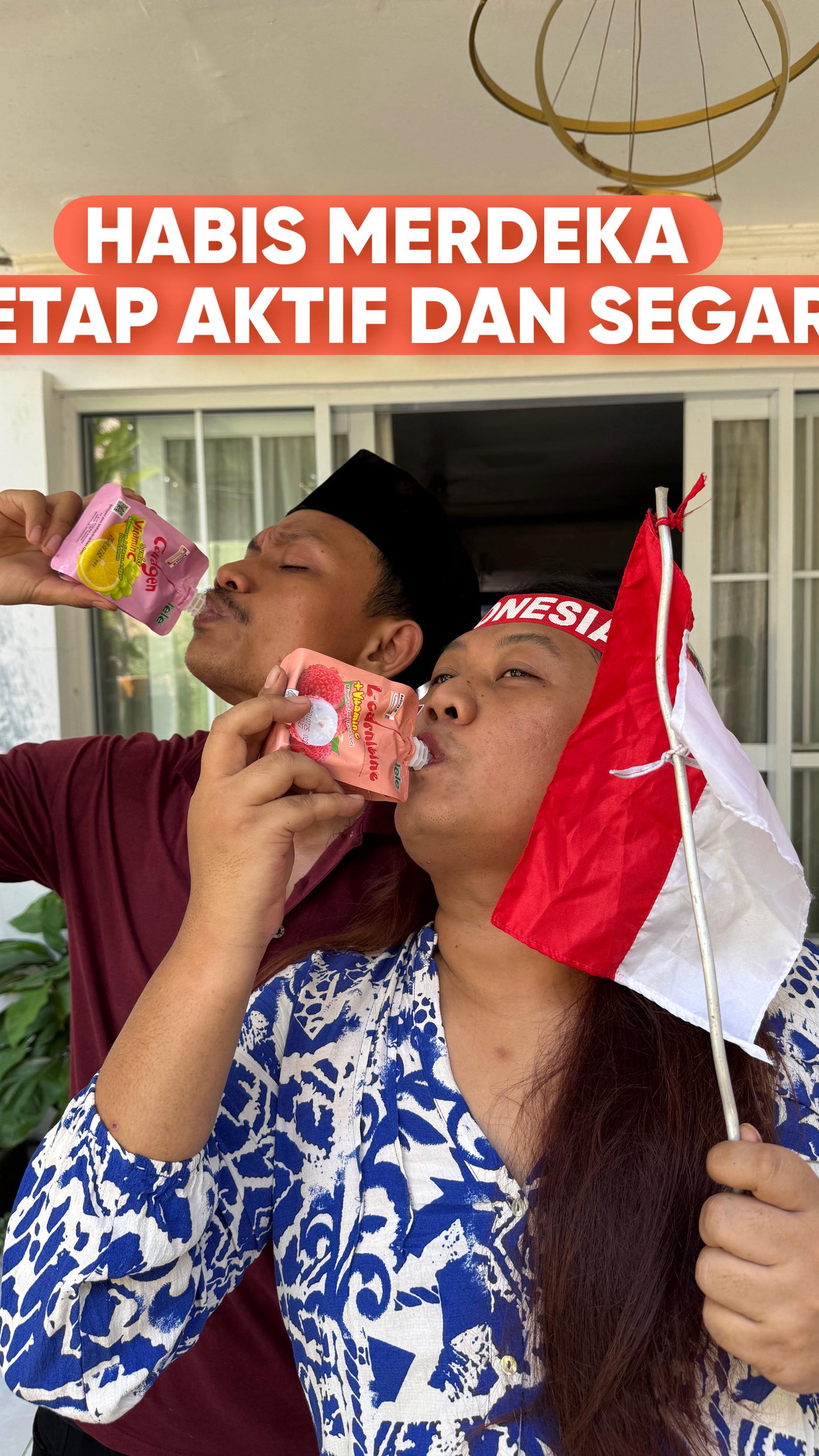 Instagram post by @ibuhajat123 for Jele Indonesia. Caption reads: Yaaaahh masih suasana agustusan kelakuan emak....