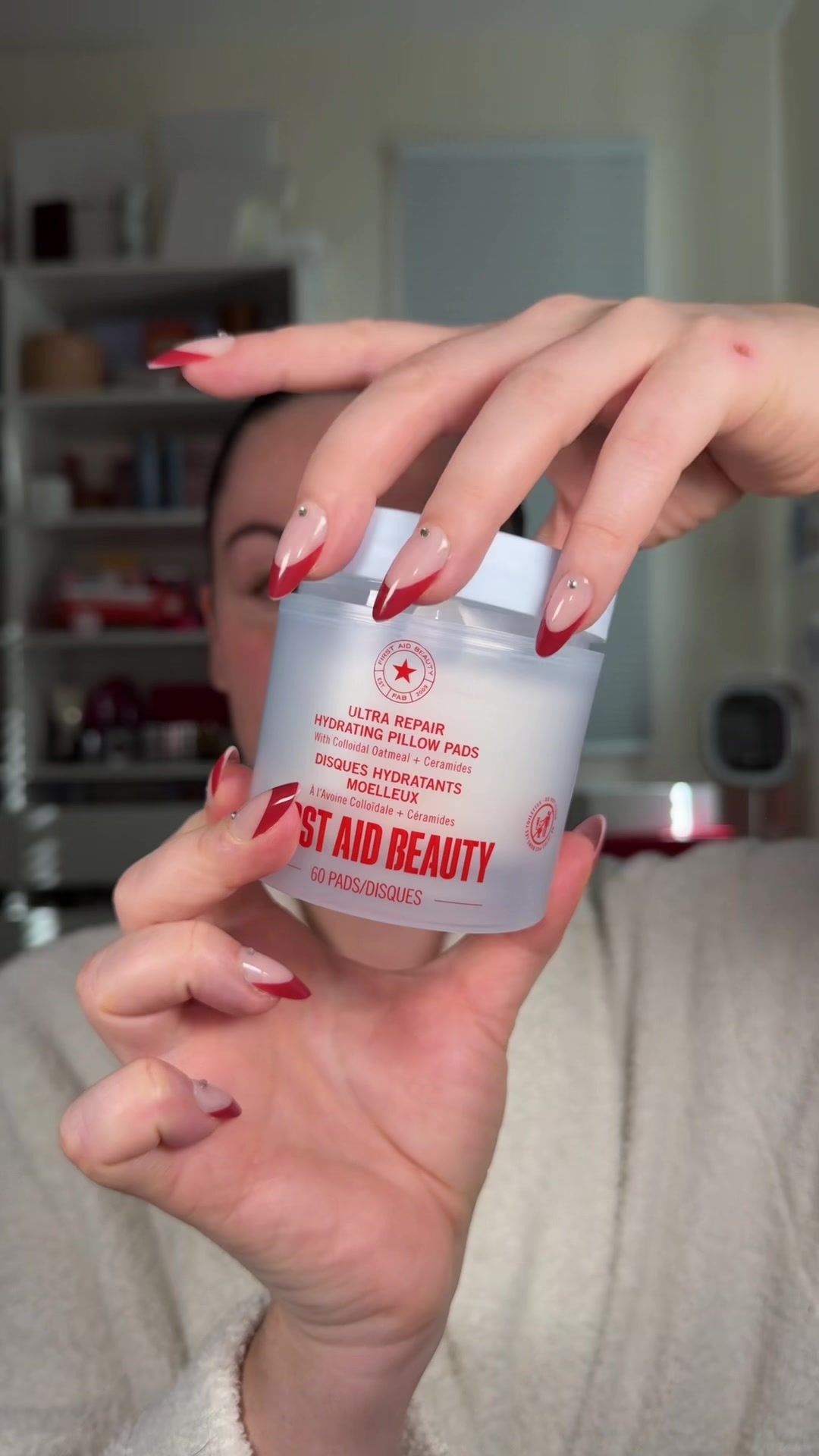 TikTok post by @kristynhoffman96 for First Aid Beauty. Caption reads: [...] feels after applying one of these ☁️😮‍💨....
