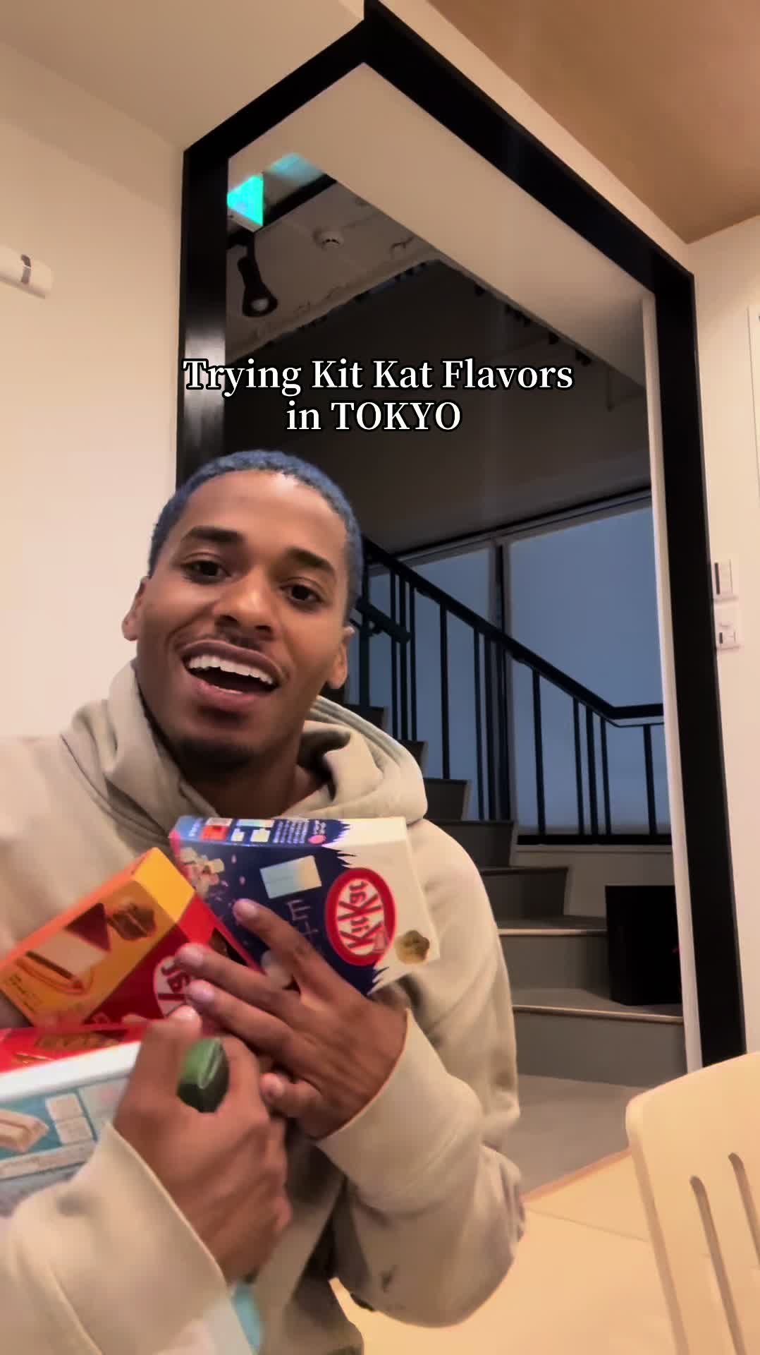 TikTok post by @malikdmcintyre for KitKat. Caption reads: Trying these @KITKAT bars I got in Tokyo! 🤓....