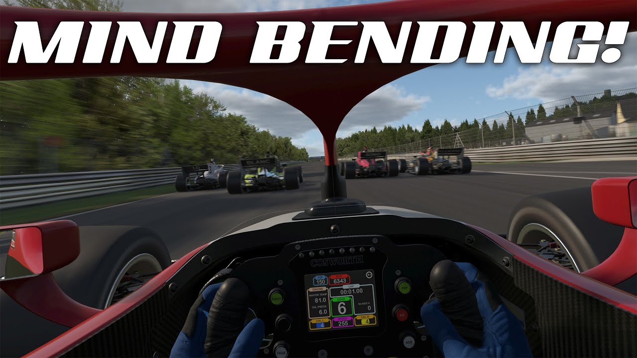 YouTube post by @davecamyt for SIMUCUBE. Caption reads: Stop what you're doing and race this combo....