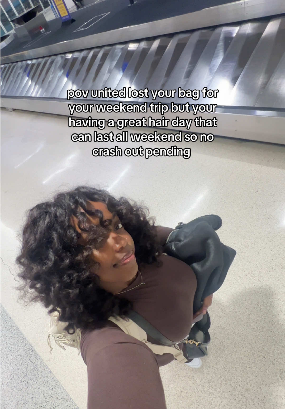 TikTok post by @astoldbygabbiee for AnotherChill. Caption reads: [...] where my lost bag was @ISEEHAIR....