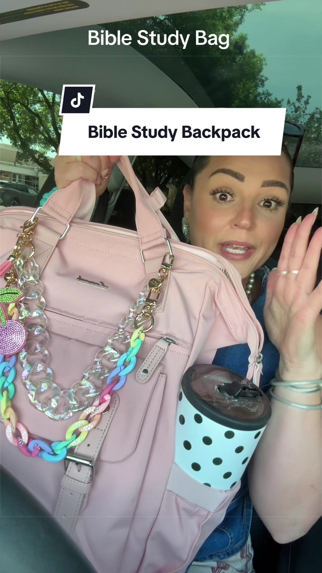 TikTok post by @_.andrea.nicole._ for Lovevook. Caption reads: [...] ✝️ #biblestudybag #biblebag #workbag....
