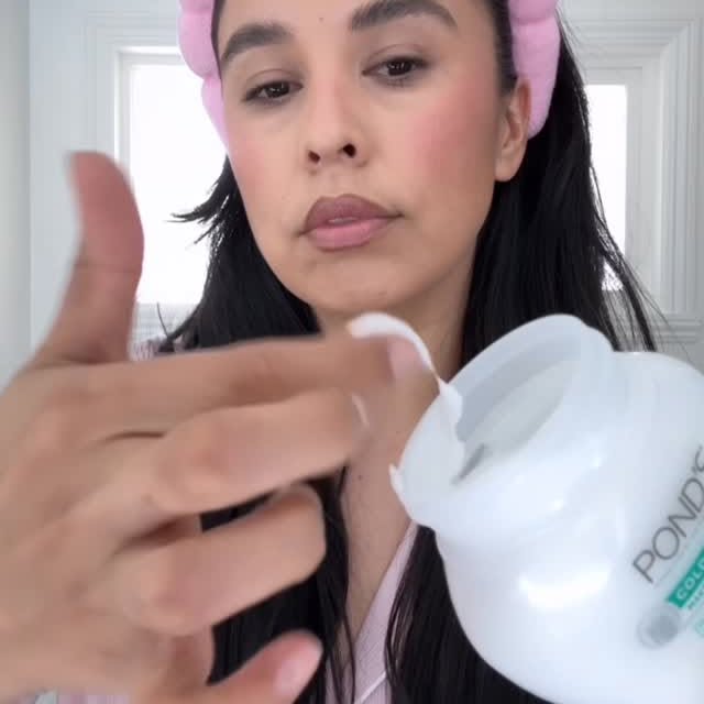 Instagram post by @radruuby for POND'S. Caption reads: #ad @ponds Cold Cream Cleanser gives you clean,....