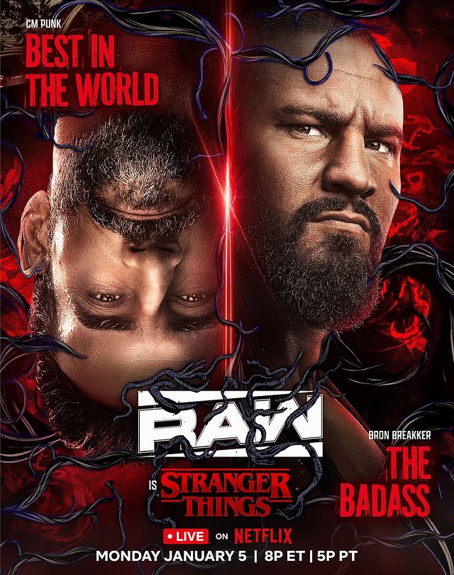 Instagram post by @bronbreakkerwwe for WWE. Caption reads: [...] STRANGER.⁣
⁣
@cmpunk vs. @bronbreakkerwwe,....