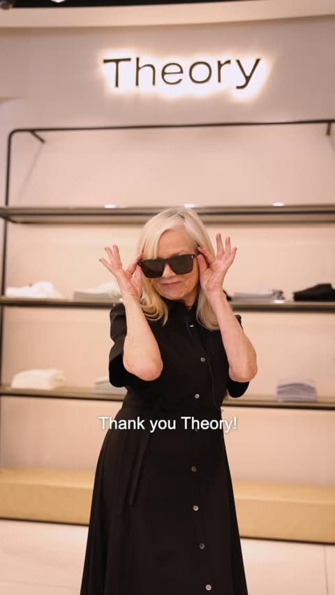 Instagram post by @middleagedminx for Theory. Caption reads: You all know how I love @theory__. It’s chic, it’s....