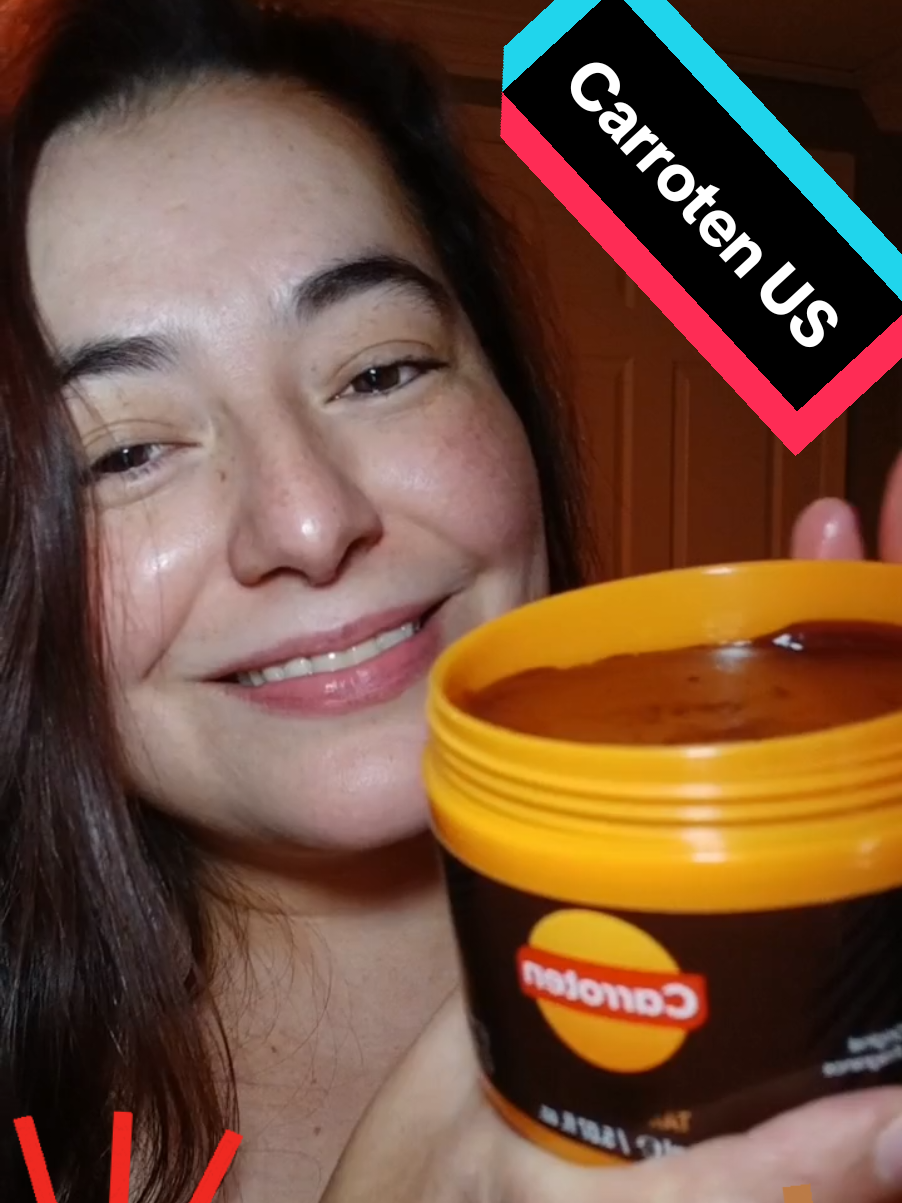 TikTok post by @sindyrivas18 for Carroten. Caption reads: @Carroten US #intensive #tanning #gel #coconutoil....