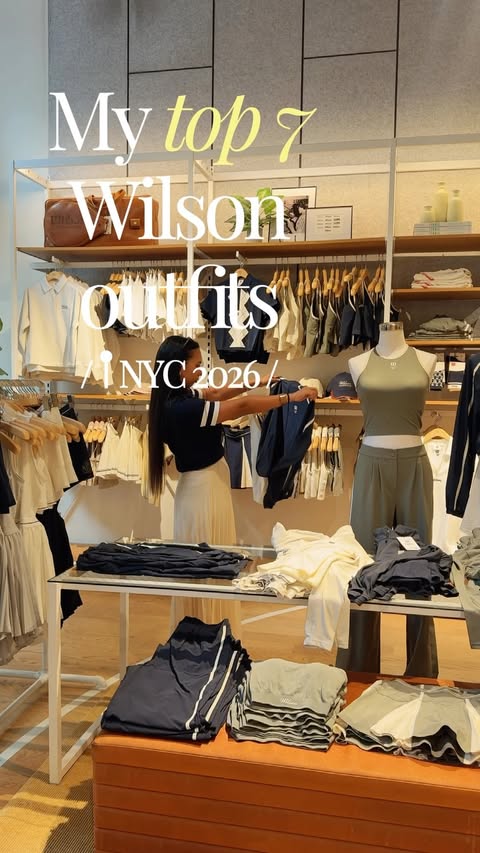 Instagram post by @karensalazarpaul_ for Wilson Sporting Goods. Caption reads: 7 outfits, one collection 🎾✨ @wilson....