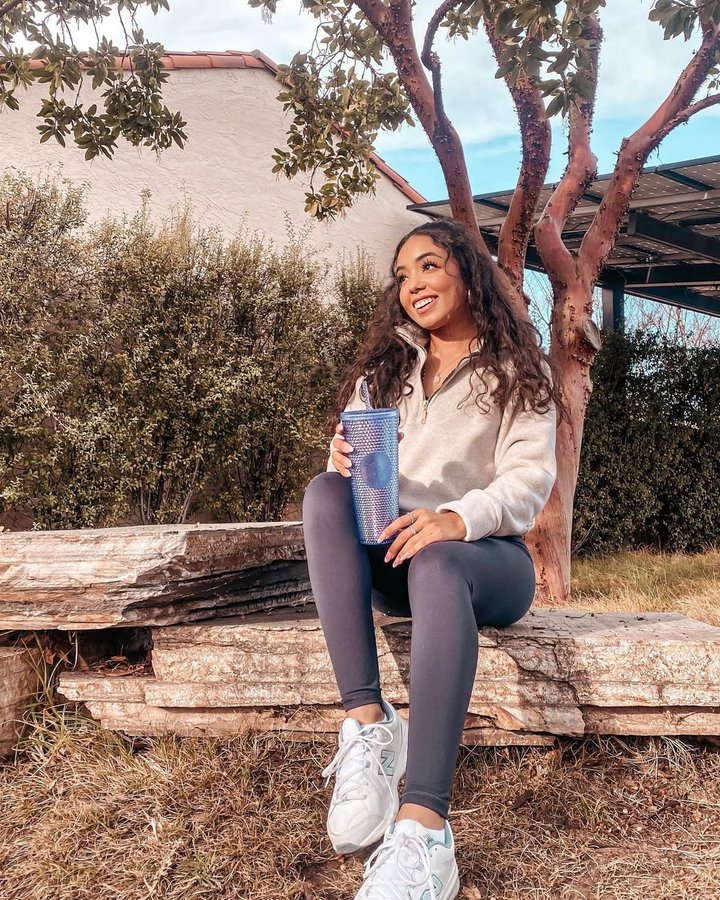 Instagram post by @cassiscastle for Albion Fit. Caption reads: [...] like this cute set + pullover from....