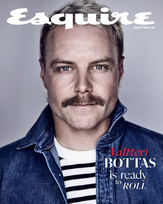 Instagram post by @valtteribottas for Esquire. Caption reads: By his own admission, Valtteri Bottas....
