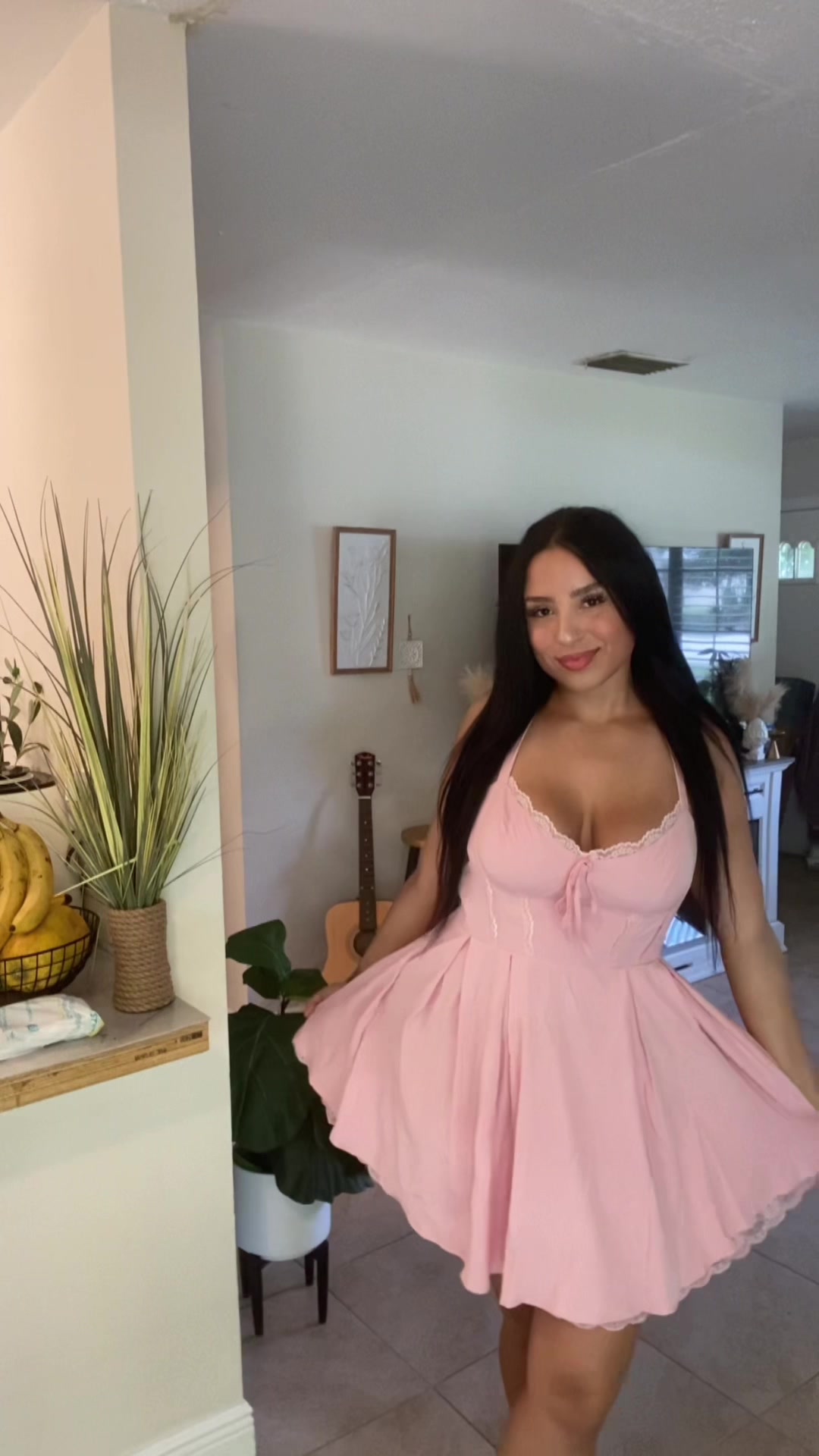 TikTok post by @lesleydrodriguez for Parthea. Caption reads: @Partheafashion Pink dress >>>> 🌸🎀 [...].