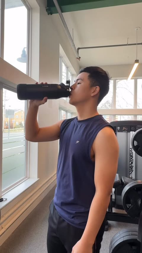 Instagram post by @thecalebwu for LARQ. Caption reads: Upgrade your hydration with the LARQ Bottle....