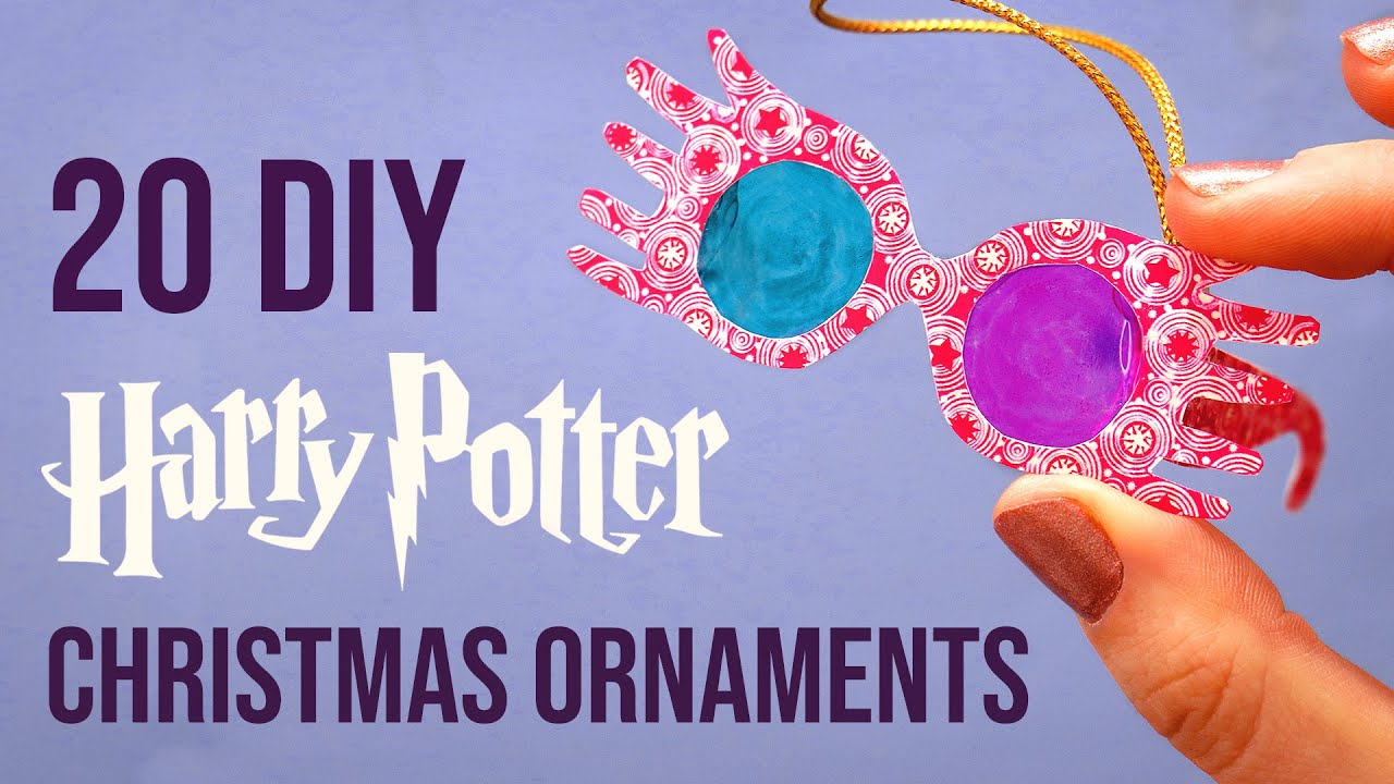 YouTube post by @karenkavett for Amino Apps. Caption reads: 20 More DIY Harry Potter Christmas Ornaments.