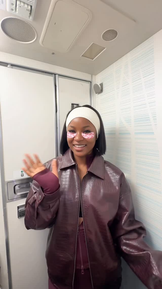 Instagram post by @bellaokagbue for Closeup. Caption reads: #ad Preparing for landing during a flight is....