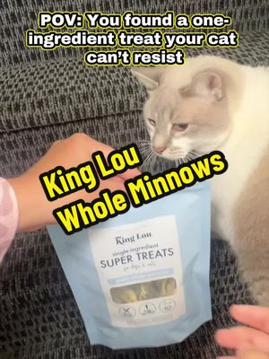 TikTok post by @momma_melissas for King Lou. Caption reads: [...] treat my cat actually loves 🐟😂 King Lou....