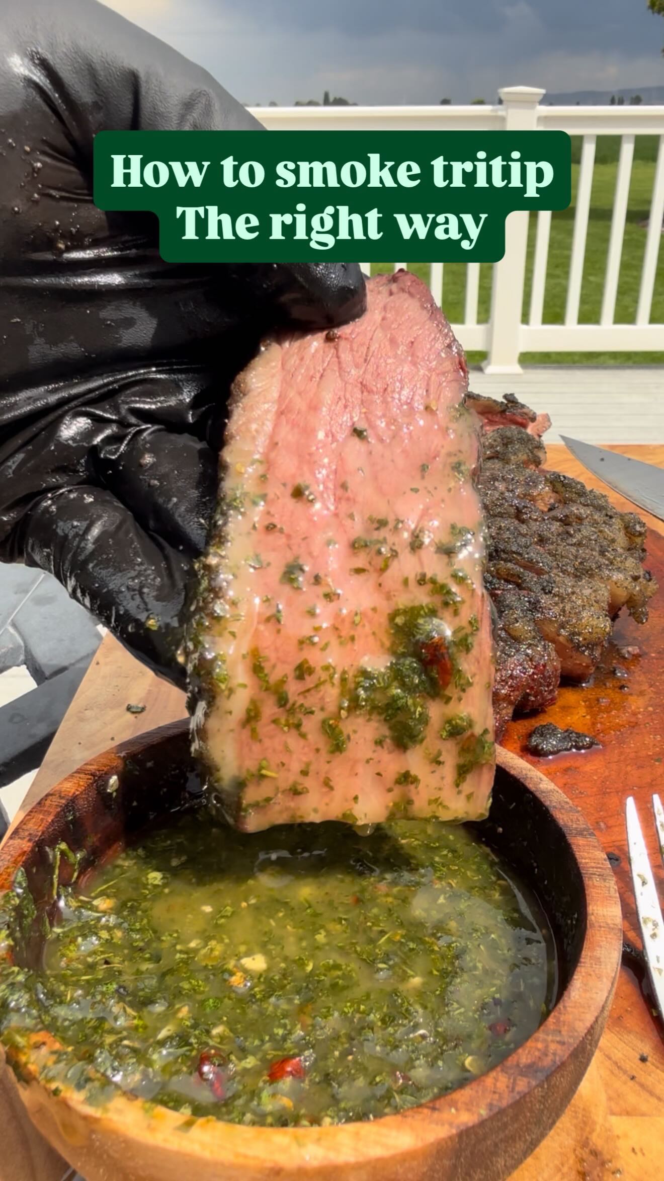 Instagram post by @marbledmt for ThermoWorks. Caption reads: Most people ruin tritip- here’s how to do it....