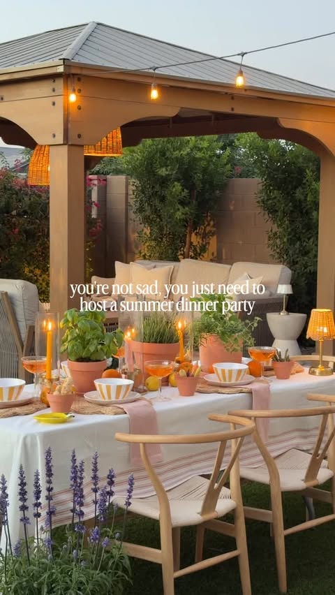 Instagram post by @styledwithjordant for At Home. Caption reads: [...] to host a summer dinner party 🍋🍊✨....
