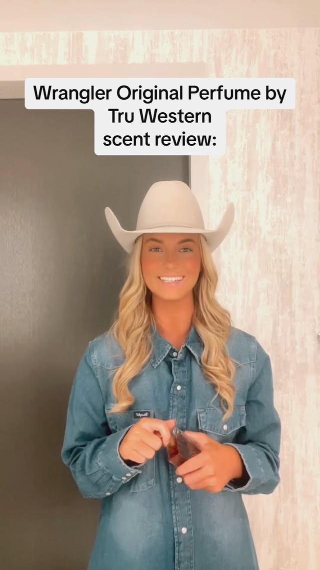 Instagram post by @__hunterpaige__ for Tru Western. Caption reads: [...] the Wrangler Original Perfume by Tru Western....