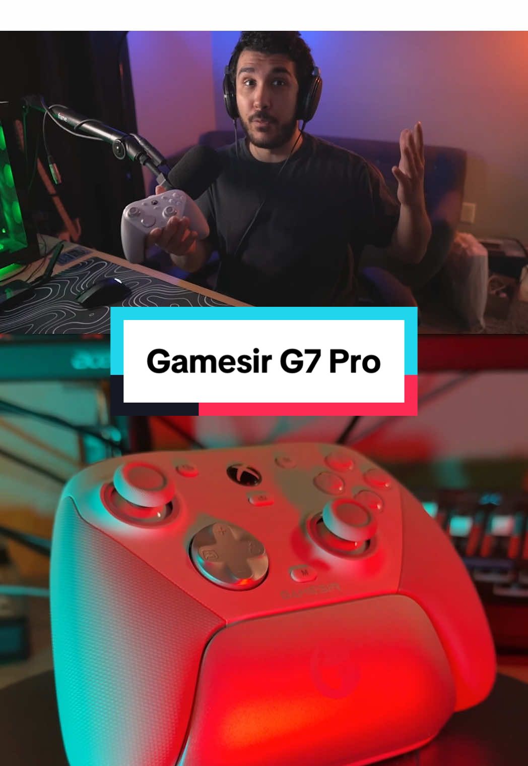 TikTok post by @finestxi3 for GameSir. Caption reads: The Gamesir G7 Pro with the TMR sticks is actually....