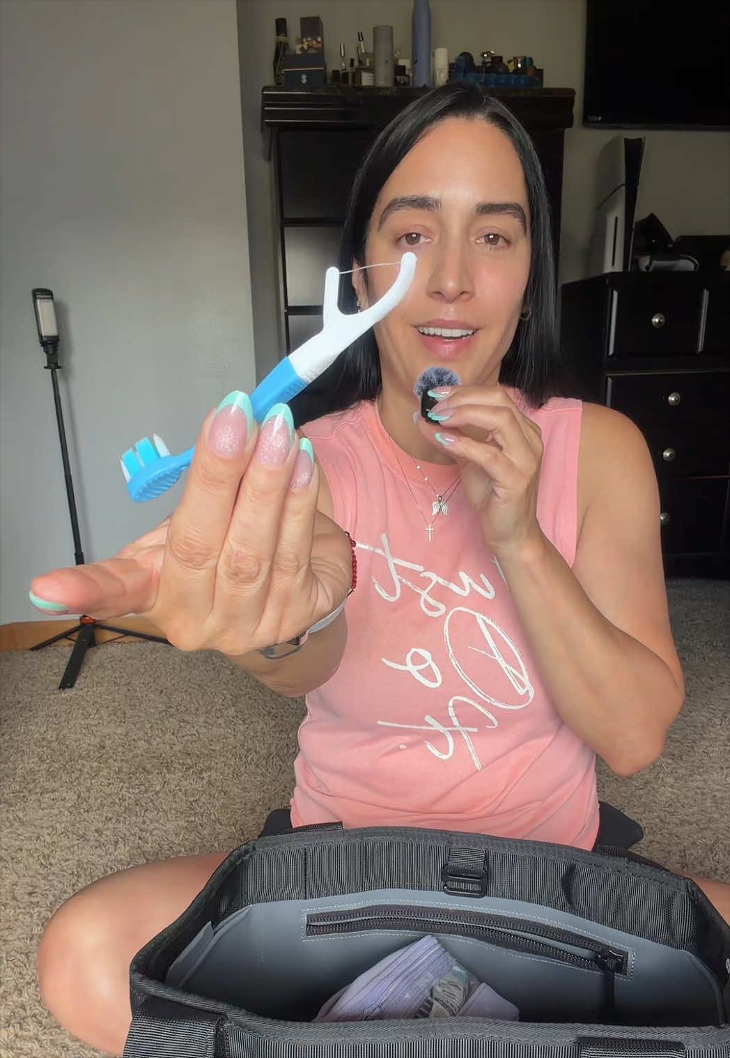 TikTok post by @jess_laureano for Gurunanda. Caption reads: @GuruNanda LLC #onthegotoothbrush.