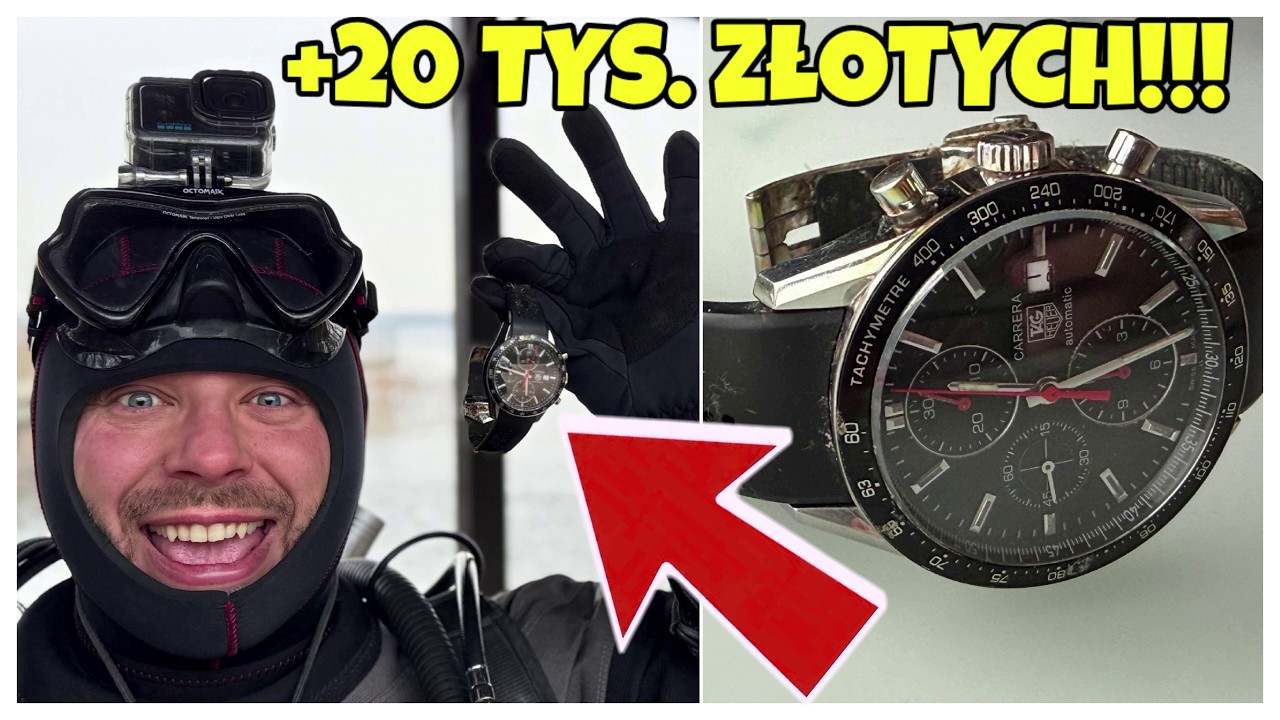 YouTube post by @TomekTV_ for E-Militaria. Caption reads: SHOT OF A LIFETIME!!! +20,000 PLN FROM ONE FIND!....