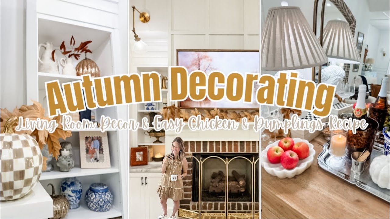 YouTube post by @simplylakelace5011 for Young Living. Caption reads: Cozy Fall Living Room Makeover🍂+ The Easiest....