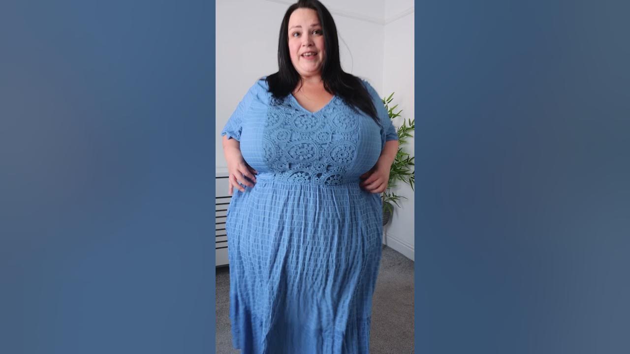 YouTube post by @ClarePlusSize for BloomChic. Caption reads: These @bloomchic dresses are doing the MOST for....