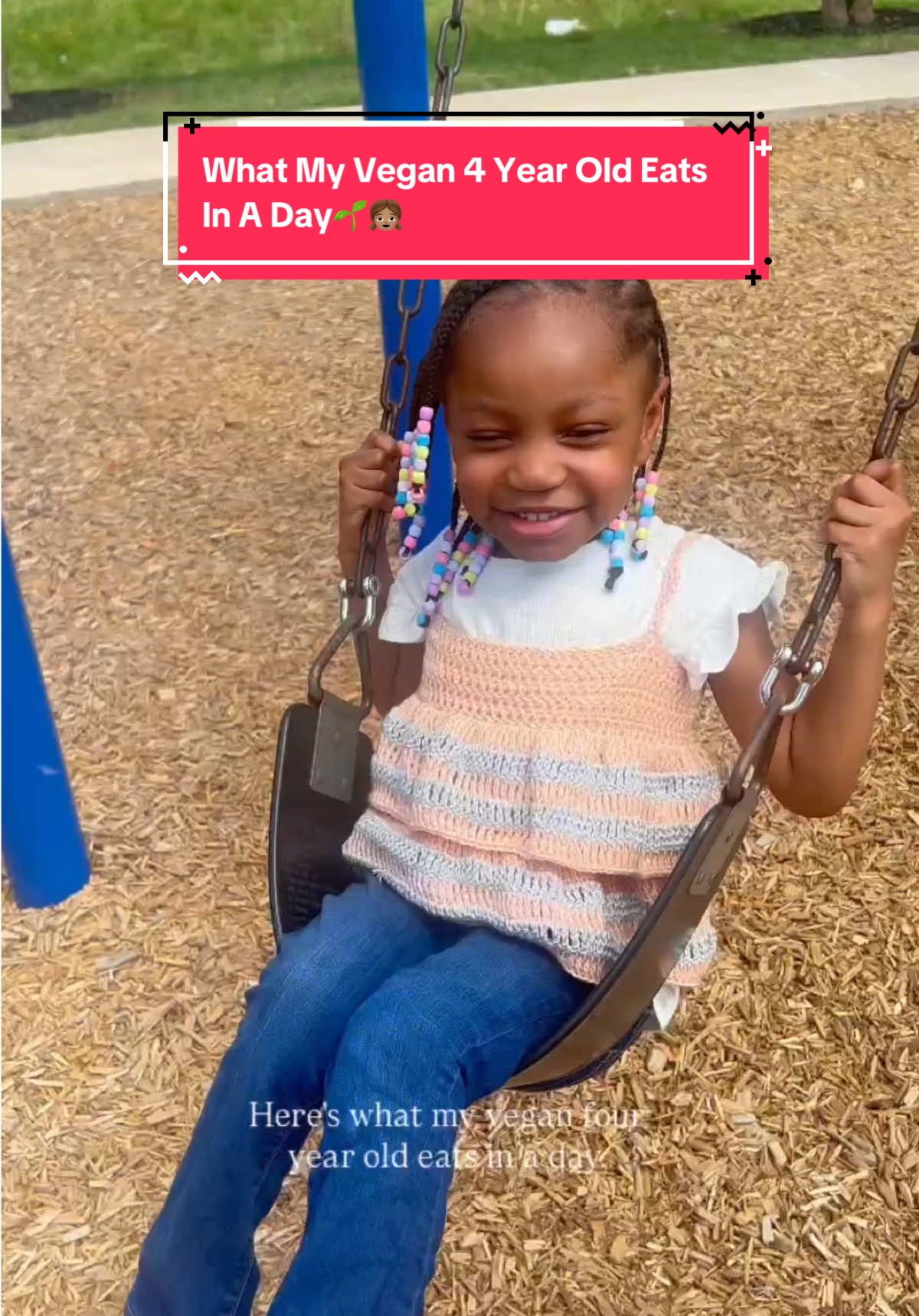 TikTok post by @myblackgirlroots for EllaOla. Caption reads: What My Vegan 4 Year Old Eats In A Day🌱👧🏽 #ad....