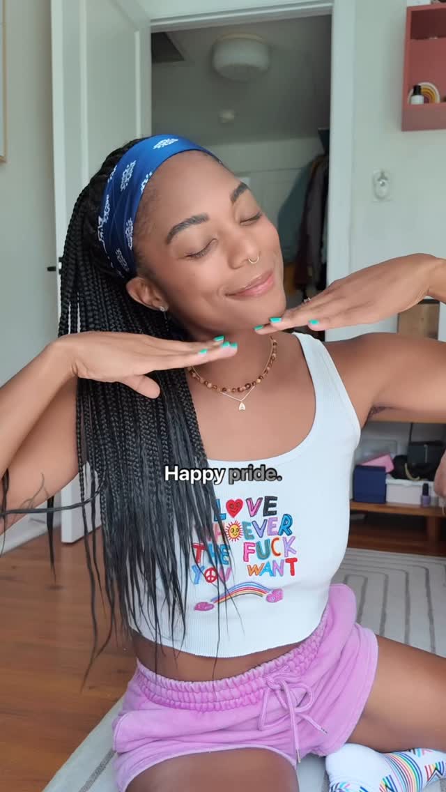 Instagram post by @krystian_gabrielle for Chnge. Caption reads: HAPPY PRIDE ❤️🧡💛💚💙💜 & yes, i plan to be this....
