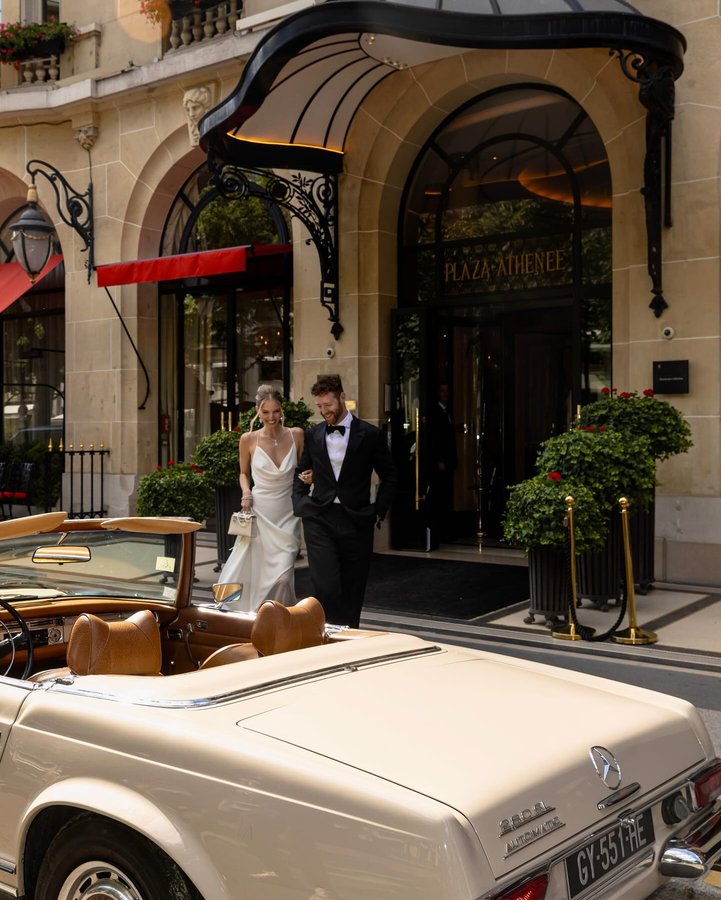 Instagram post by @leoniehanne for Homebodii. Caption reads: My life feels like a movie and @plaza_athenee is....