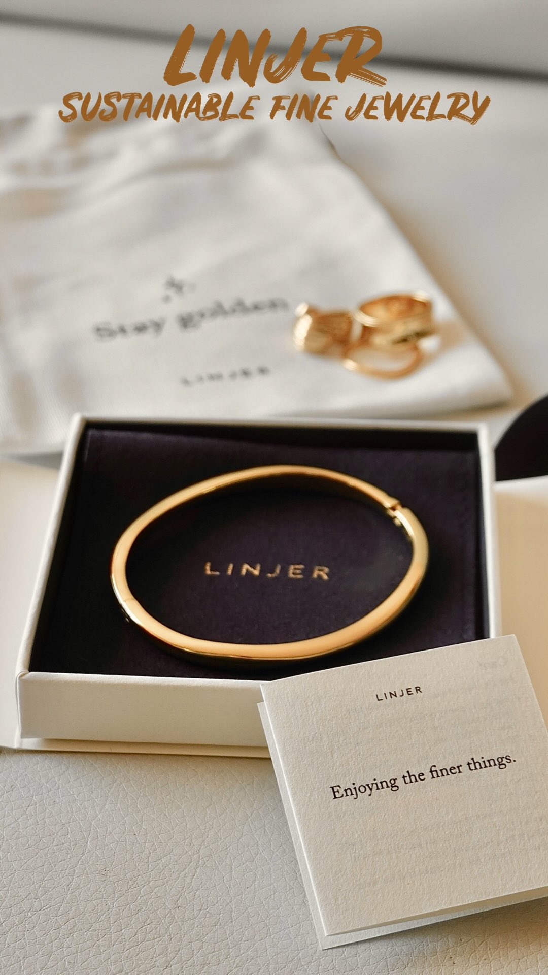 Instagram post by @chanelogy for Linjer Jewelry. Caption reads: ྀི ✨@Linjerco’s Anniversary Sale starts TODAY —....