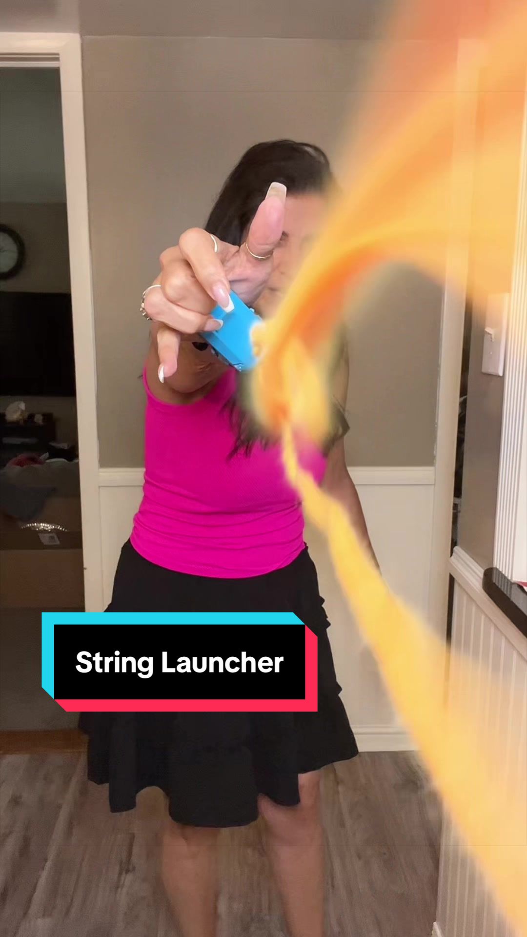 TikTok post by @80s_andrea for ZipString. Caption reads: String shooter launcher @ZipString #stringshooter....
