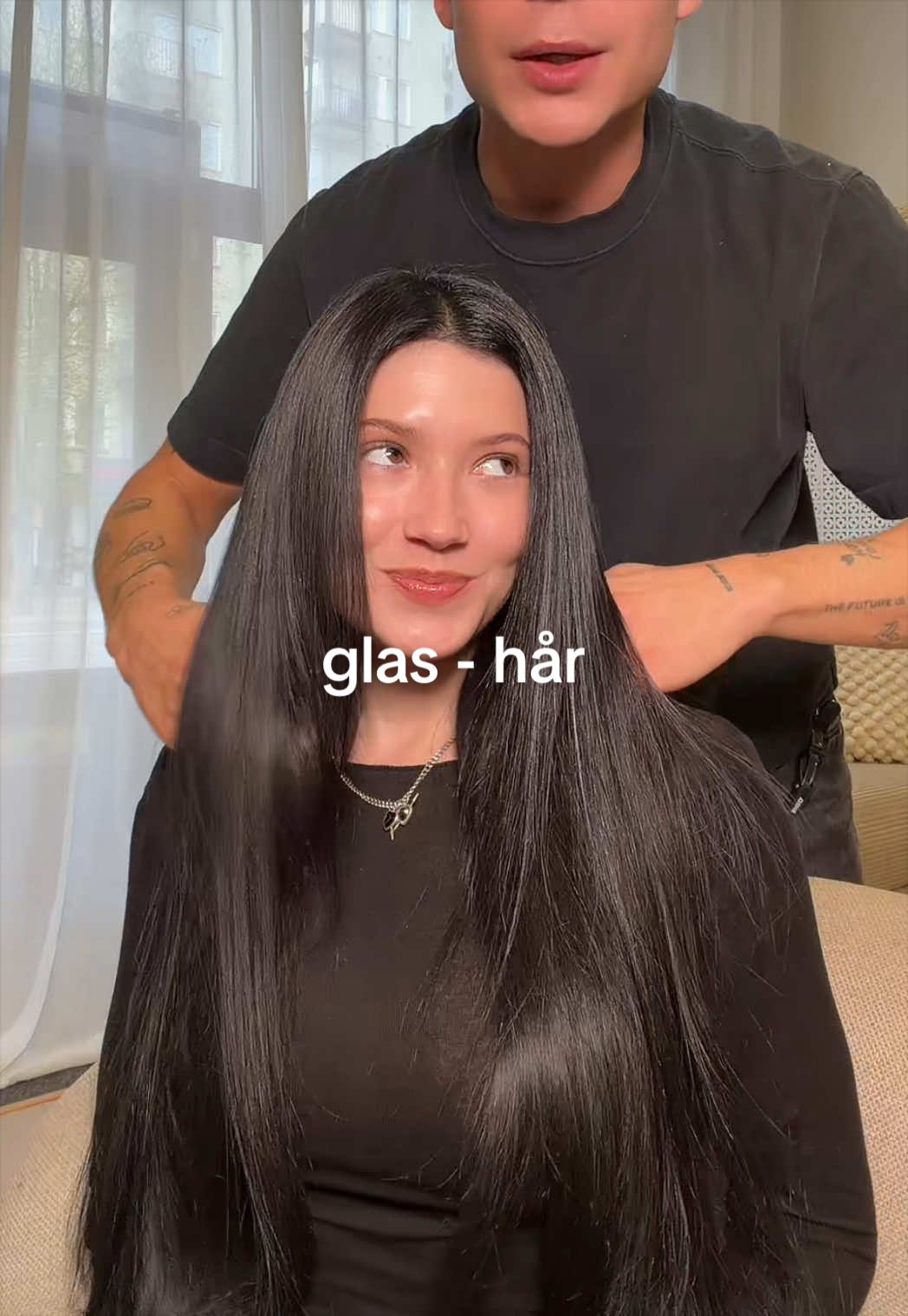 TikTok post by @adamlukacs for Maria Nila. Caption reads: reklam @Maria Nila SER NI denna glans? Maria [...].