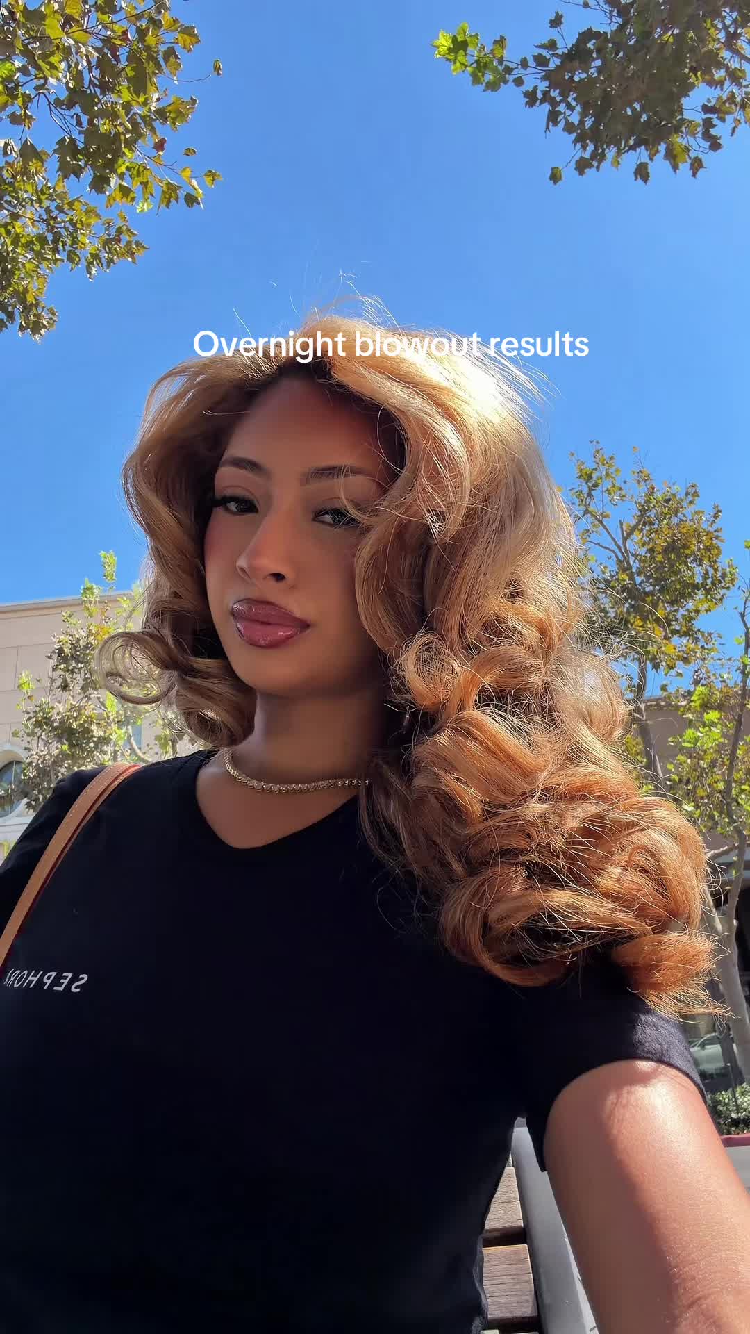 TikTok post by @scarlet.rivass for Overnight Blowout. Caption reads: Another day another overnight blowout @Overnight....