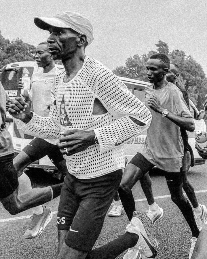 Instagram post by @benjohnson763 for Nike. Caption reads: Eliud Kipchoge 🤝 Nike Radical AirFlow 🤝 NYC....