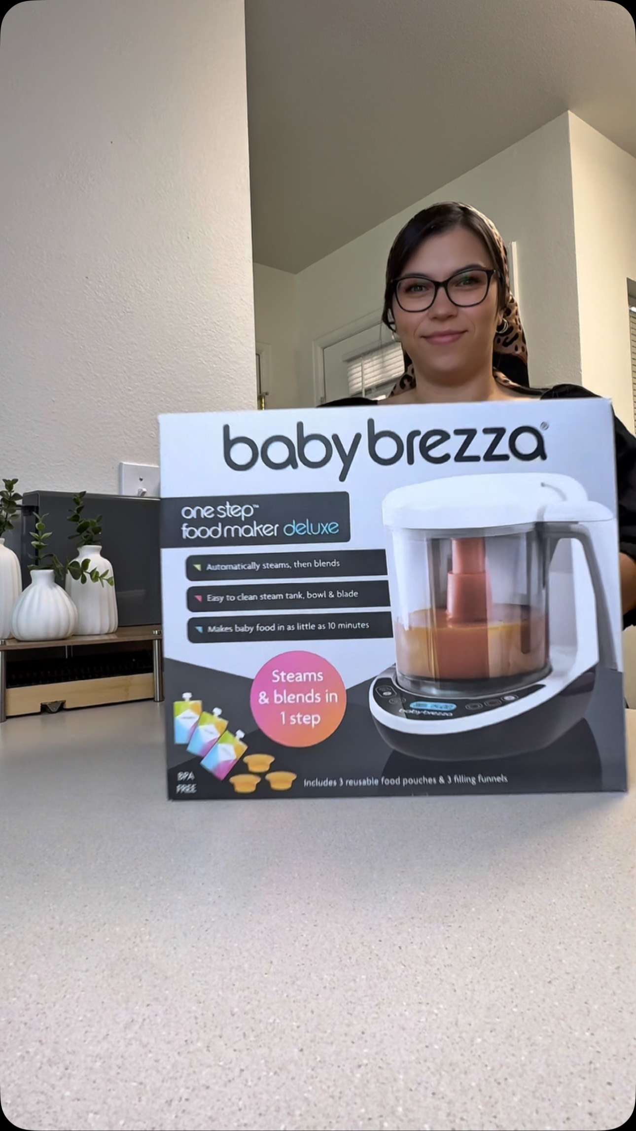 Instagram post by @elifxusa for Baby Brezza. Caption reads: Making fresh, healthy meals for my little one has....