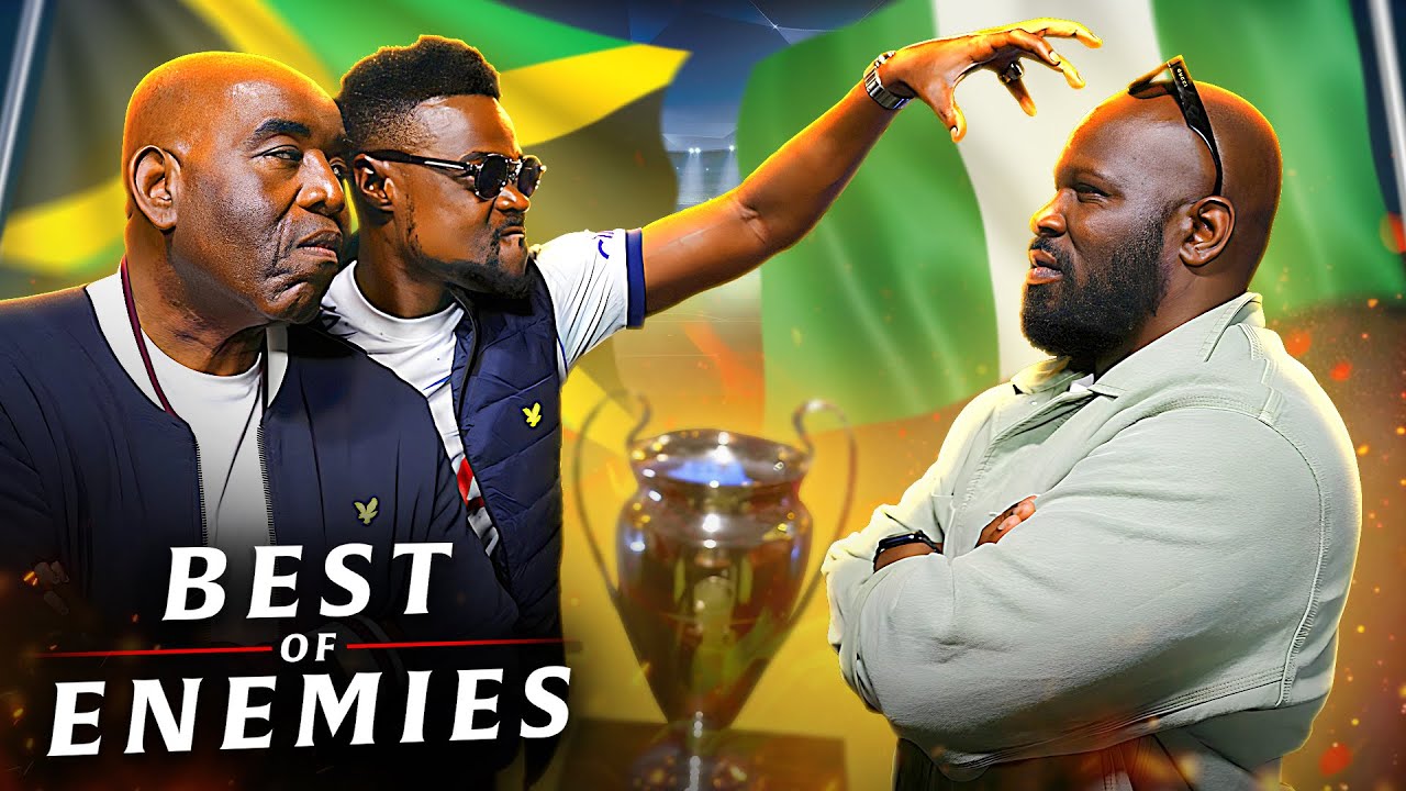 YouTube post by @drsportsmedia for Lyle & Scott. Caption reads: Jamaica vs Nigeria 🔥 Champions League Final! |....