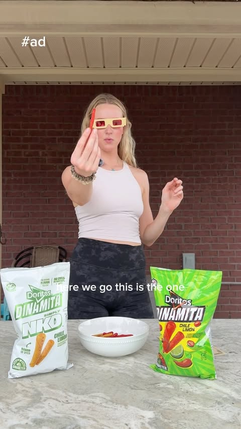 Instagram post by @bella.bergmark for Doritos. Caption reads: [...] or artificial flavors like Simply NKD....