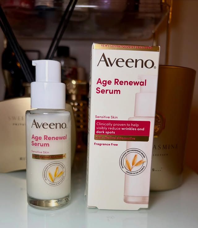Instagram post by @tryitwithlove_ for Aveeno. Caption reads: I’ve absolutely loved using Aveeno Age Renewal....