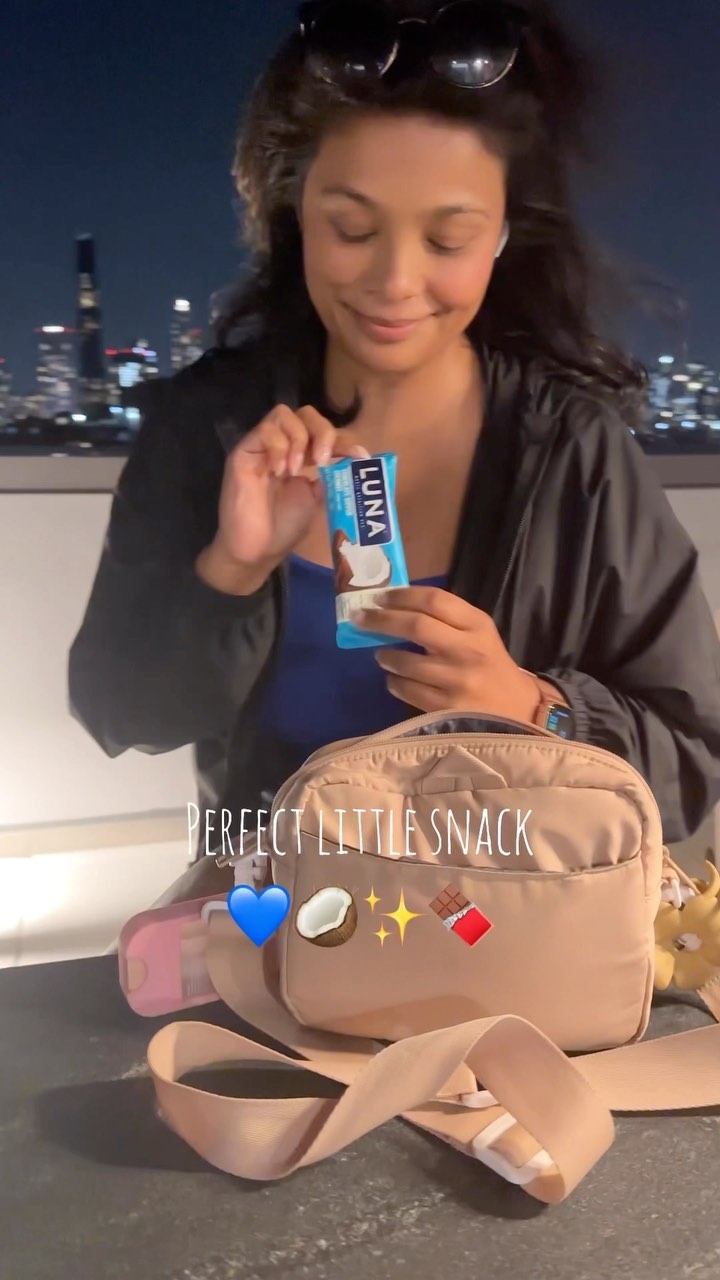 Instagram post by @beautyinamin for LUNA Bar. Caption reads: Summer Nights ✨ #ad #GetCoconutty #LUNABarCrew 🥥....