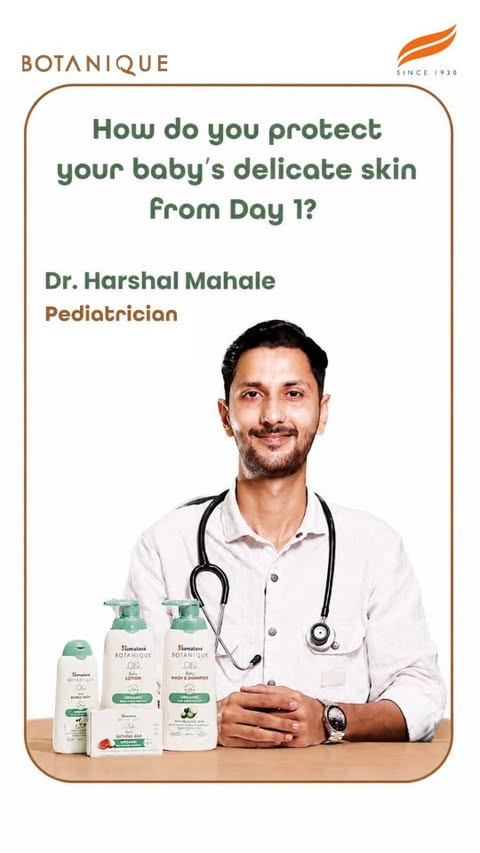 Instagram post by @drharshalpediatrician for Himalaya Babycare. Caption reads: #ad #paidpartnership #sponsorship #collaboration....