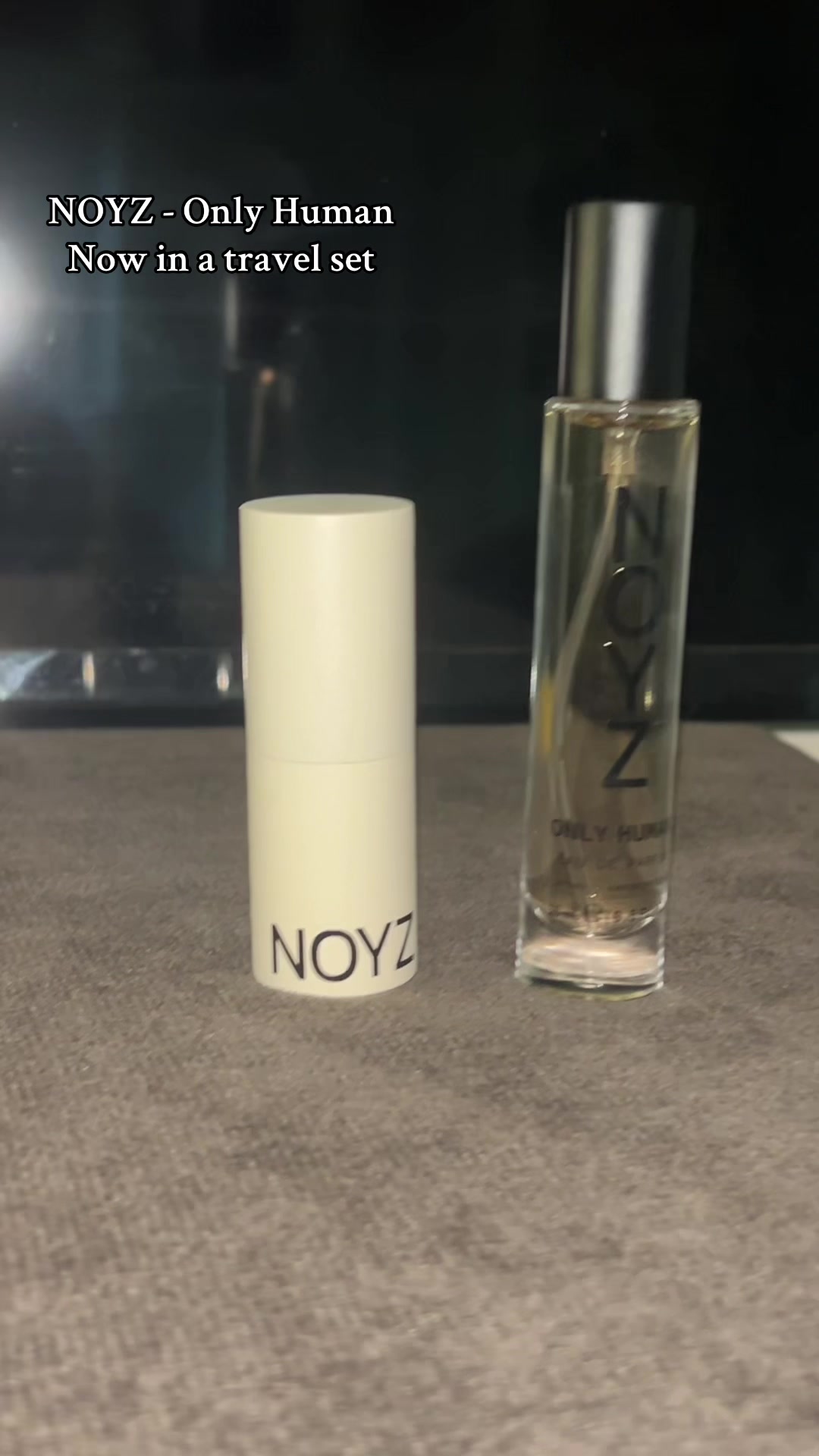 TikTok post by @elizabethnoakess for NOYZ. Caption reads: [...] travel set!!! Get yours now! @noyzfragrance....